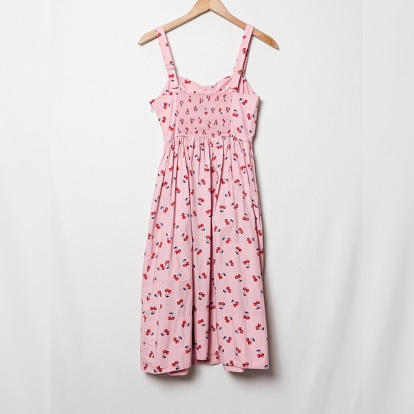 KATE SPADE Cherry Toss Poplin Dress Pink Midi Size 4 - Picture 7 of 12